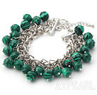 Série verte 10mm ronde bracelet vert de malachite avec chaîne en métal