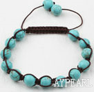 8mm Burst Pattern Turquoise Weaved Perlen Drawstring Armband mit verstellbaren Gewinde