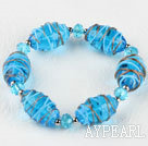 élastiques 7,5 pouces glaçure colorée en bleu et bracelet en cristal