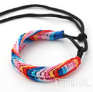 New Style Multi Color Wish Thread Justerbar vävda armband med svart sladd