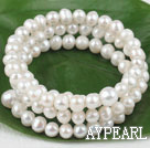 6-9mm natural white pearl 3 strand bracelet