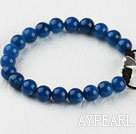 Bracelet en agate bleue 8mm avec chaîne extensible