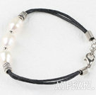 hot style white pearl silver spacer beads bracelet with extendable chain