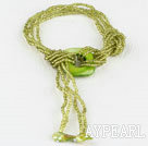 jaune au chalumeau de verre vert shell perles bracelet (réglable)