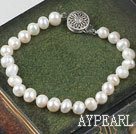 Lovely 6-7mm White Freshwater Pearl Bridal Wedding Bracelet