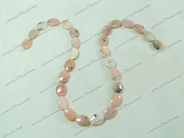 pink gem beads, 8*12mm flat oval, Sold per 15.7-inch strand.
