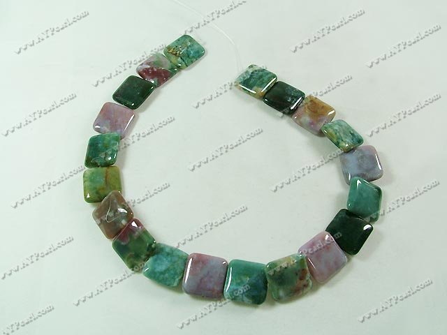 Indian agate beads, 16*16mm flat square, sold per 15.7-inch strand.