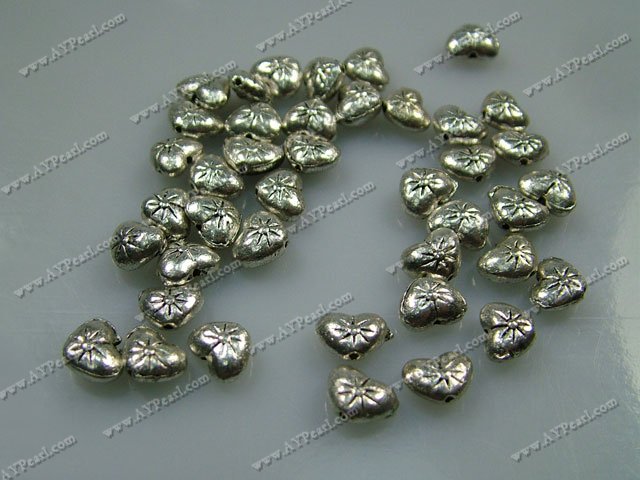 Alloy beads, 8mm heart.Sold per pkg of 500.
