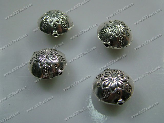 Alloy beads, 18mm round, Sold per pkg of 200.