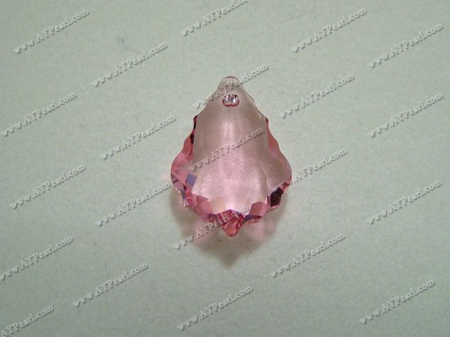 Austrian crystal pendant,crystal pink,11mm wide, 22mm long, baroque, Sold per pkg of 16.