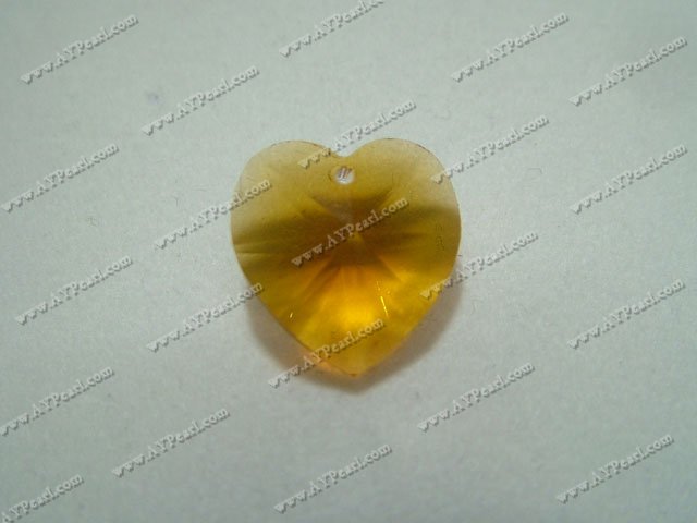 Austrian crystal pendant, yellow,18*17.5mm heart, Sold per pkg of 24.