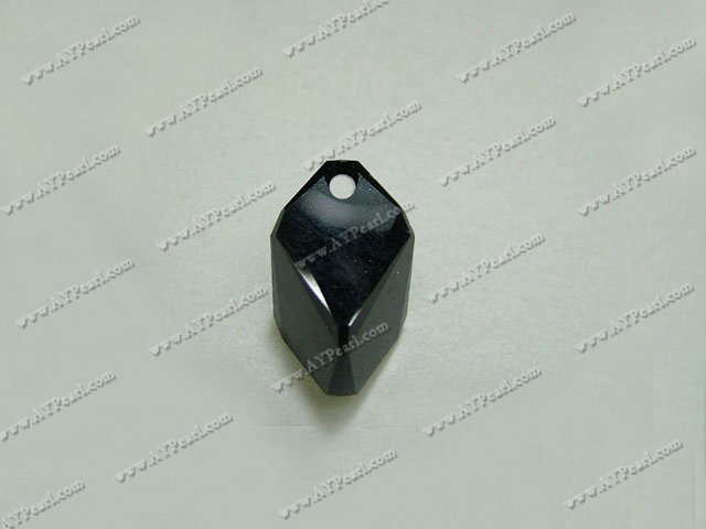 Austrian crystal pendant, blackl, 22mm cubist drop, Sold per pkg of 48.