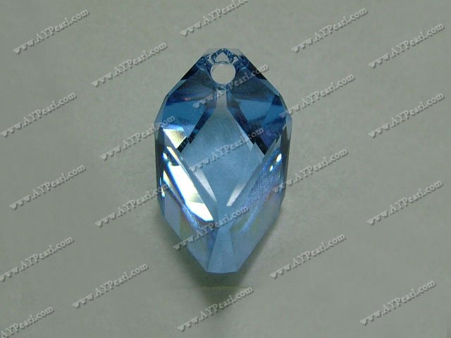 Austrian crystal pendant, blue, 22mm cubist drop, Sold per pkg of 48.