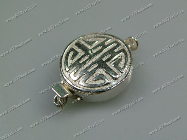 Sterling silver Box Clasps,5*15mm carved round, Sold per pkg of 10.