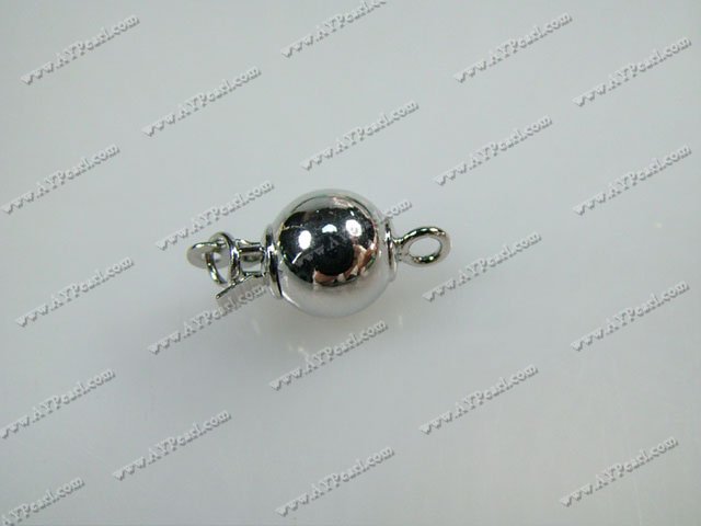 Alloy Box Clasps, 8mm round, Sold per pkg of 100.