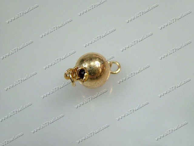 Alloy Box Clasps, golden,8mm round, Sold per pkg of 100.