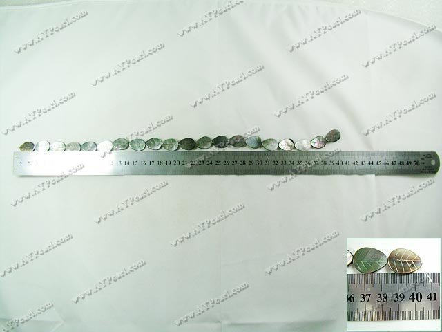 Black lip shell beads, 13*16mm leaf, sold per 15.7-inch strand.