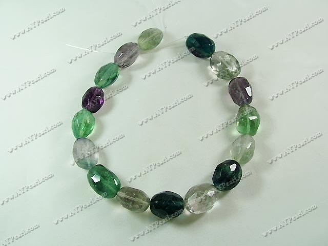 Rainbow fluorite beads, 16*21mm faceted oval, sold per 15.7-inch strand.