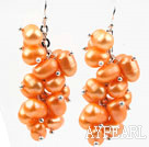 Cluster de style Boucles d'oreilles Orange Jaune Couleur de riz perle