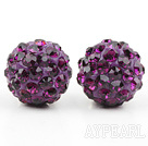 Fashion Style Dark Purple Rhinestone Ball Studs Earrings