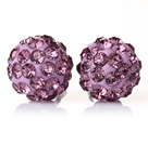 Fashion Style Light Purple Rhinestone Ball Studs Earrings
