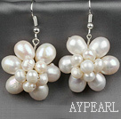 Natural White Freshwater Pearl Flower Shape Earrings