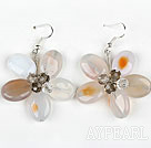 Natural Color Agate and Crystal Flower Shape Earrings