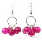 Lovely Style 8mm Rosy Pink Agate Cluster Earrings