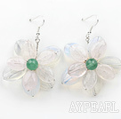Style élégant Rose Quartz et Opale Boucles d'oreilles en agate verte et en forme de fleur
