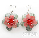 Facettes Prehnite et Cherryq Boucles d'oreilles en quartz en forme de fleur