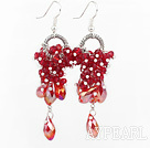 Nouveau Design Dangle Earrings style cristal rouge
