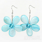 Light Blue Series Light Blue Shell und Blue Crystal Blume Ohrringe