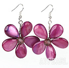 Purple Red Series Purple Red Shell and Purple Red Crystal Blume Ohrringe