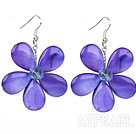 Lila Series Lila Shell und Purple Crystal Blume Ohrringe