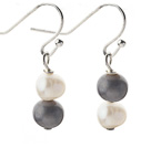 Simple Style 5-6mm Gray and White Freshwater Pearl Earrings