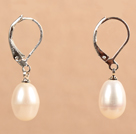 Mode lång kedja Dingla Style Natural White Freshwater Pearl och rosa Seashell Pärlor Studs Örhängen