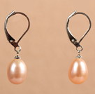 Mode lång kedja Dingla Style Natural White Freshwater Pearl och rosa Seashell Pärlor Studs Örhängen