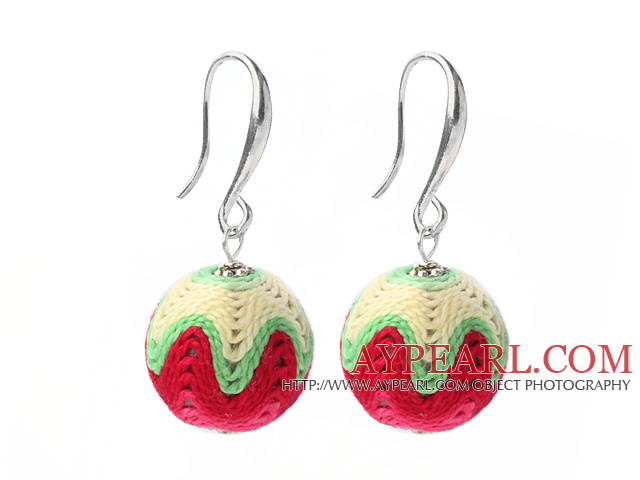 Fashion Simple Style Multi Color 16mm Wool Ball Dangle Earrings With Fish Hook