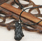 Noir Collier avec pendentif météorite avec cordon en cuir noir imitation