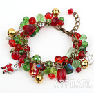 Fashion Style Assorted röd och grön kristall Xmas / Jul Charm Bracelet