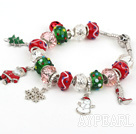 Fashion Style Multi Colored Glaze Xmas / Christmas Charm Bracelet