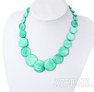 Disc Shape Dyed Green Shell Graduated Necklace