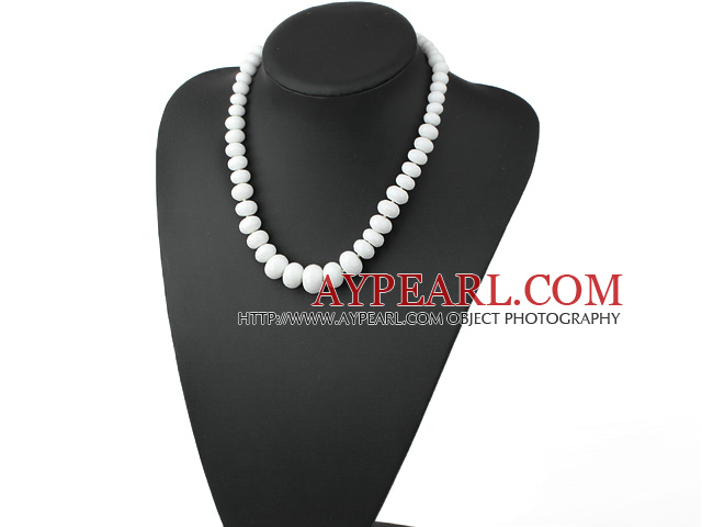 white porcelain graduated  necklace