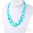 Elegant Dyed Green Shell Disc Strand Necklace With Lobster Clasp