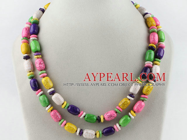 17.7 inches double strand colorful turquiose necklace