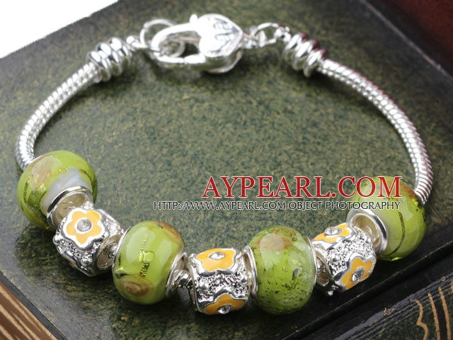 Fashion Style Yellow and Green Colored Glaze Charm Bracelet