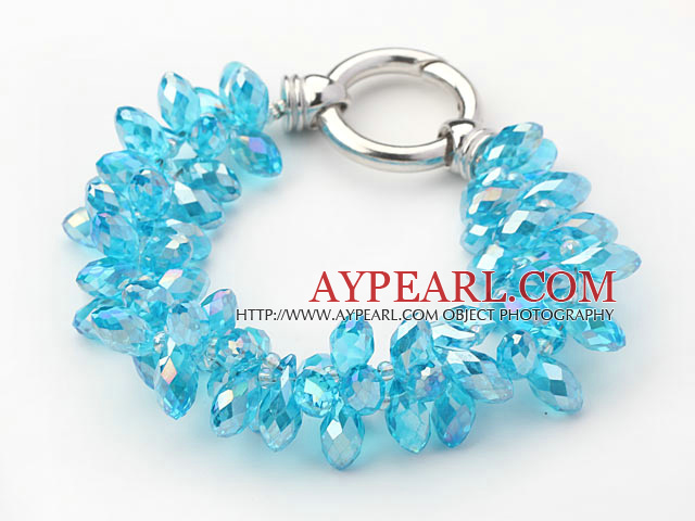 New Design Two Rows Lake Blue Drop Crystal Bracelet