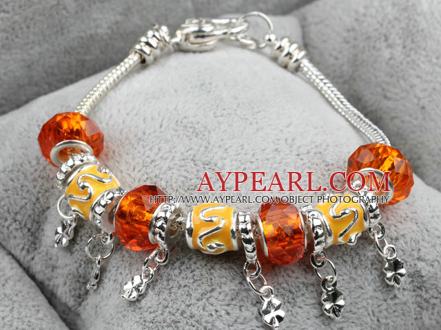 Fashion Style Orange Colored Glaze Charm Bracelet