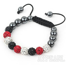 Fashion Style White Red Black Rhinestone and Tungsten Steel Stone Drawstring Bracelet