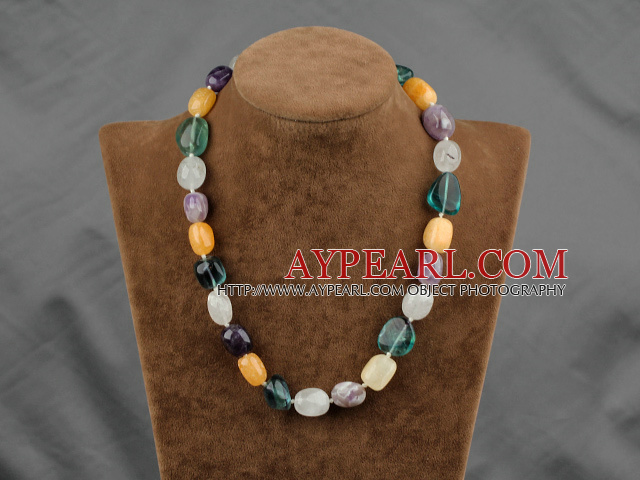 18 inches seven colored stone necklace with moonlight clasp